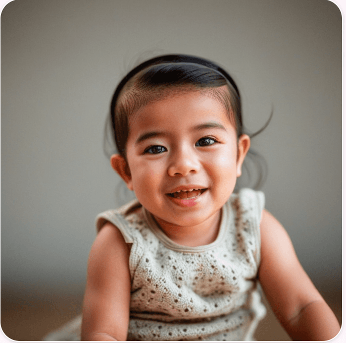 Ejemplo de bebé generado por IA con BabyDreams a partir de fotos de sus padres